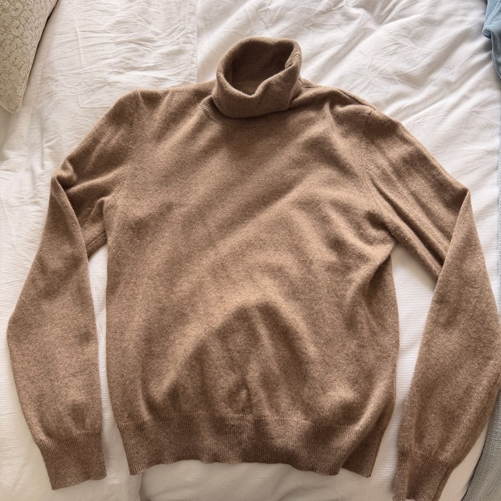 Few Moda CAARA Tan Cashmere Turtleneck Sweater
